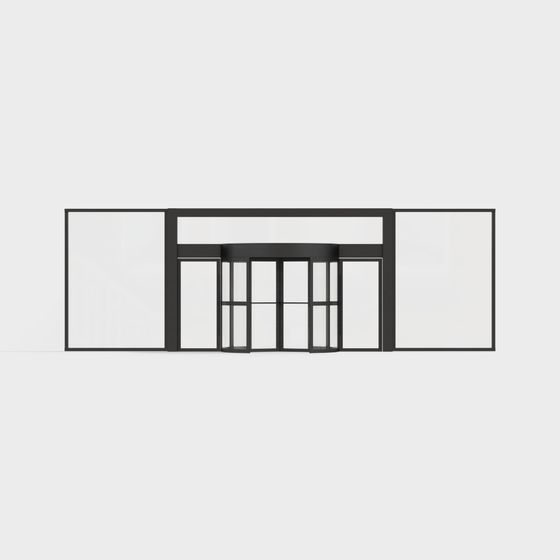 Stylish Glass Curtain Wall Entrance 3D model