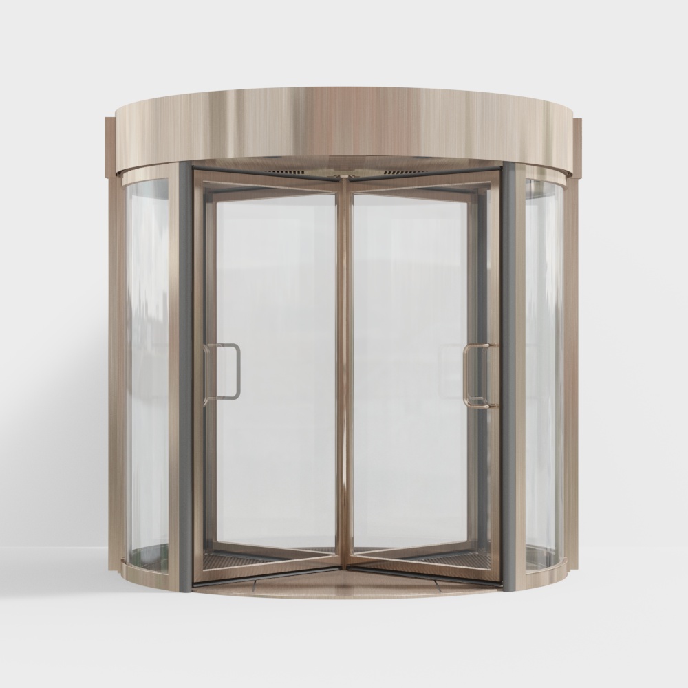 Gold office building automatic revolving doors