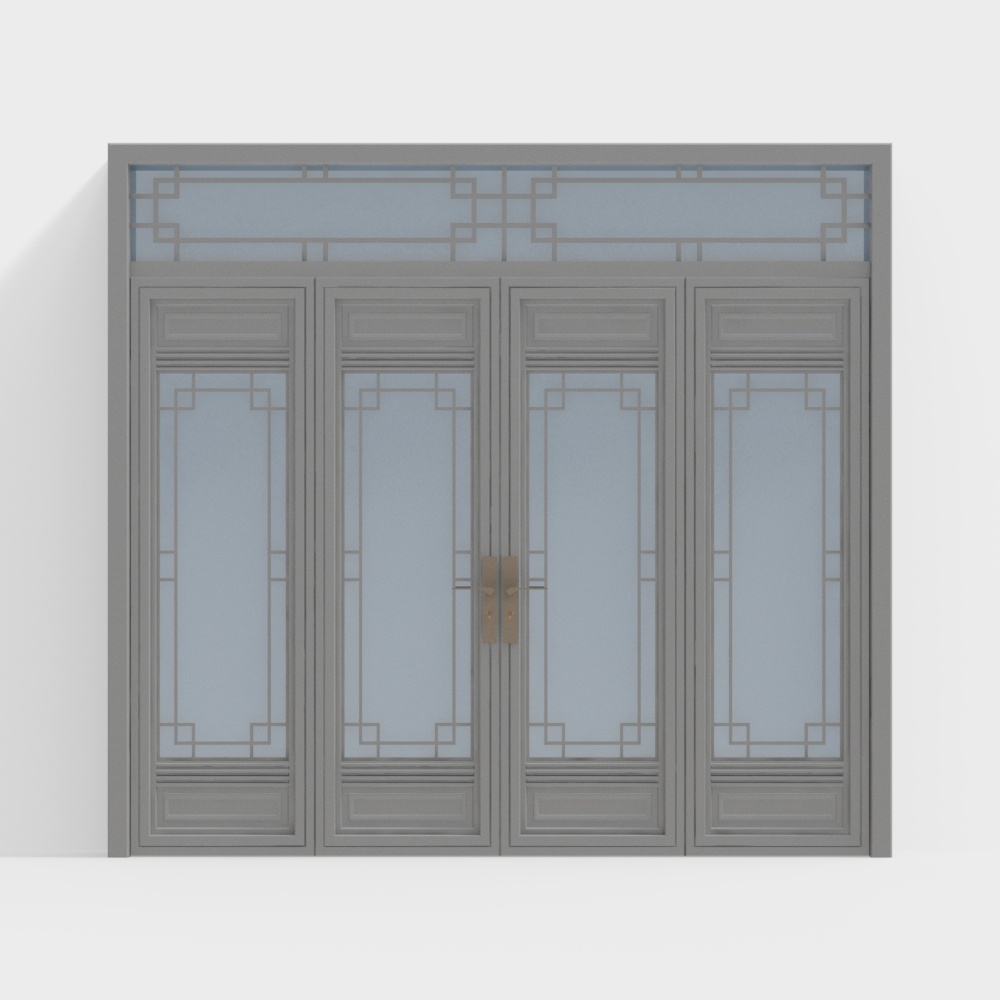 Office building glass double doors