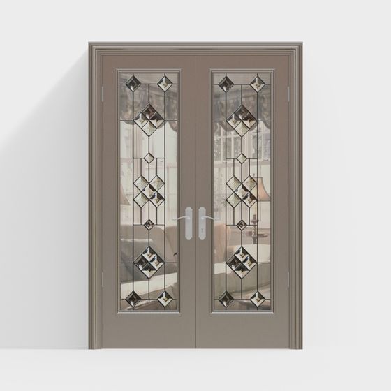 Elegant Double Door 3D model with High Detail