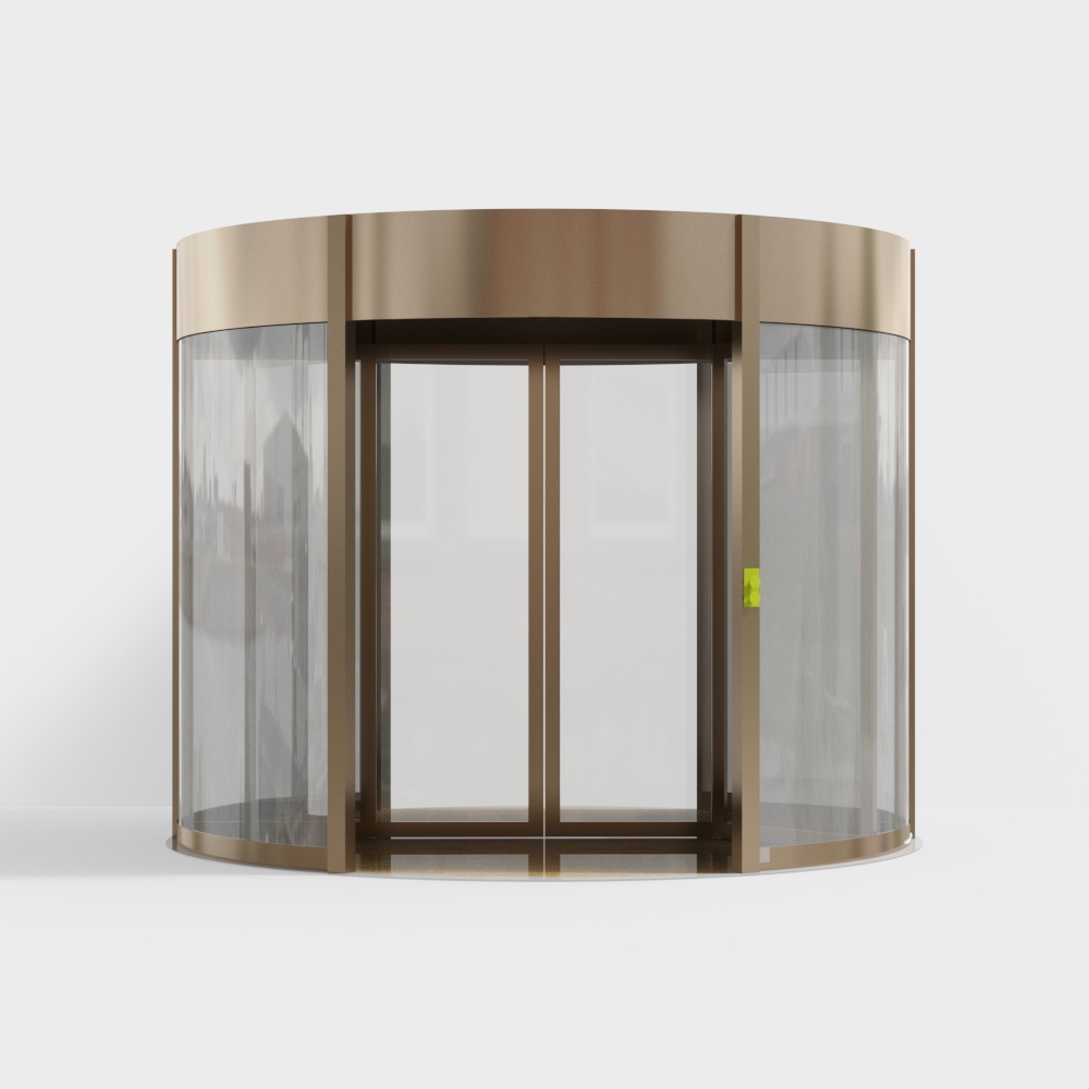 Gold office building automatic revolving door
