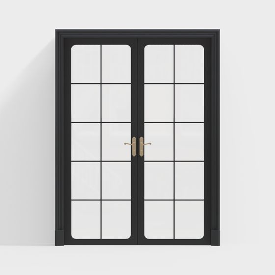 Elegant French Style Double Door 3D Model