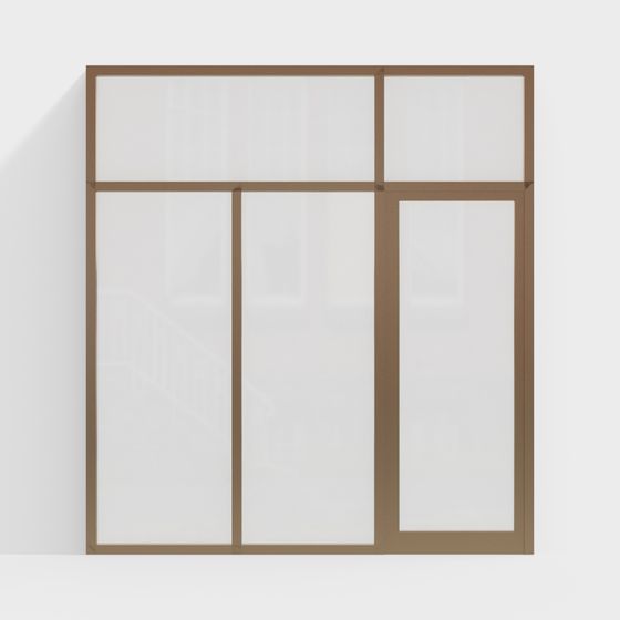 Sleek Low-Poly Glass and Metal Sliding Door 3D model