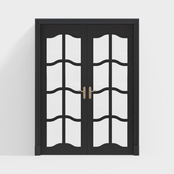 Elegant Glass Panel Doors 3D model