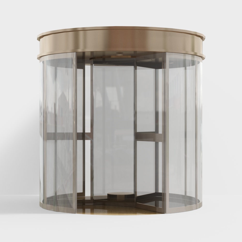 Golden office building automatic revolving door