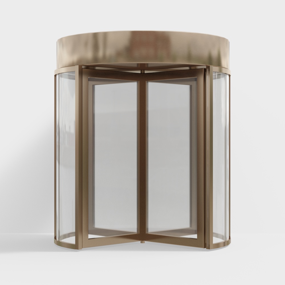 Gold office building automatic revolving door