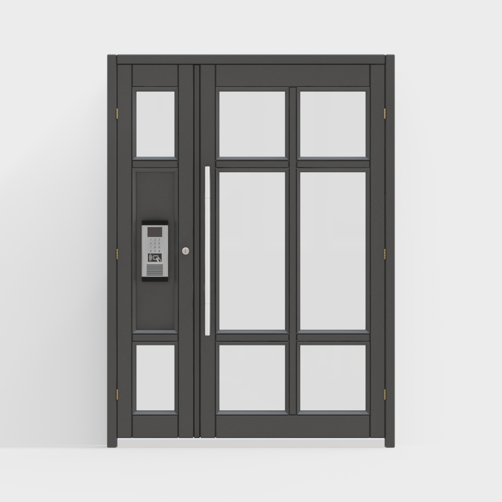 Black office building with single doors