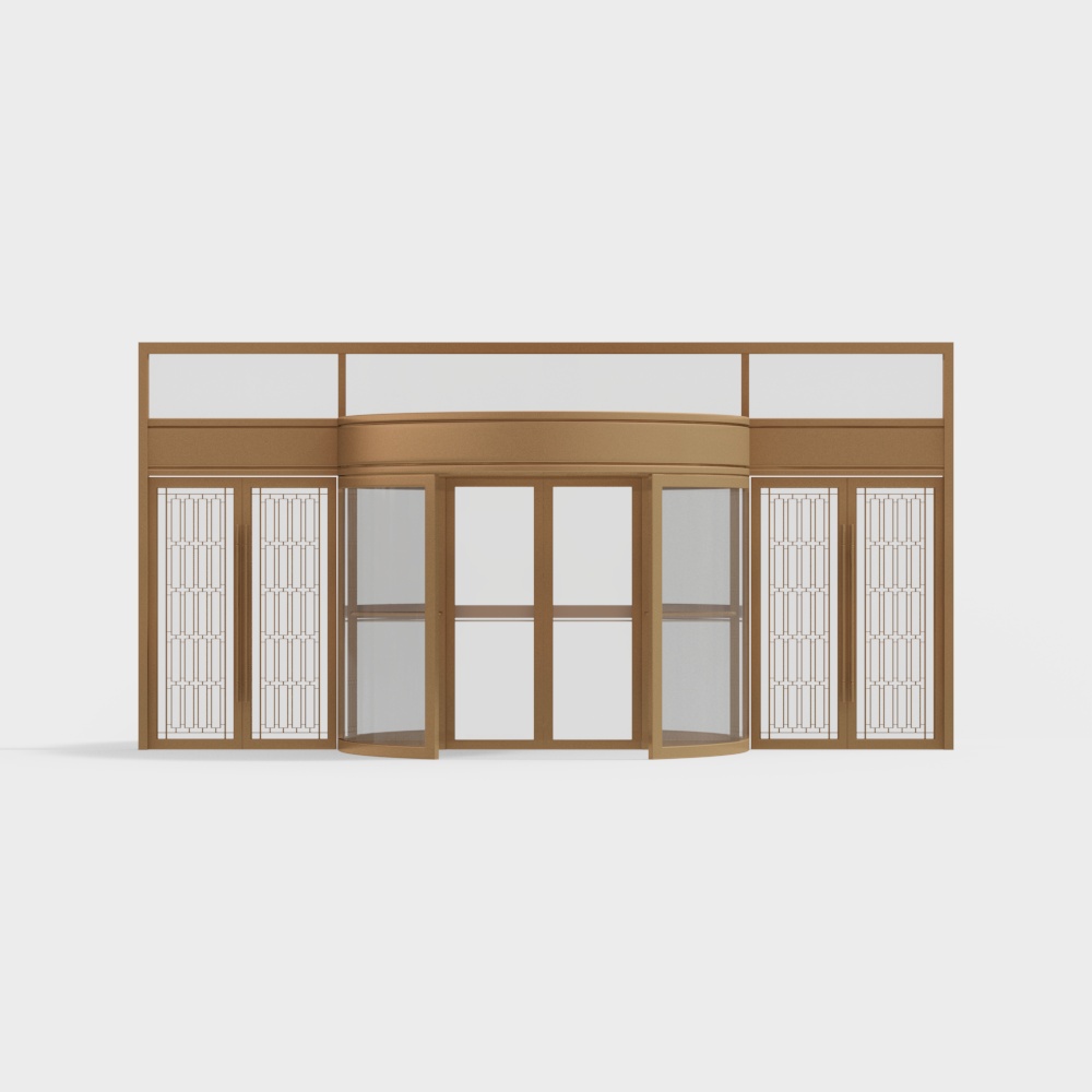 Gold office building automatic revolving doors