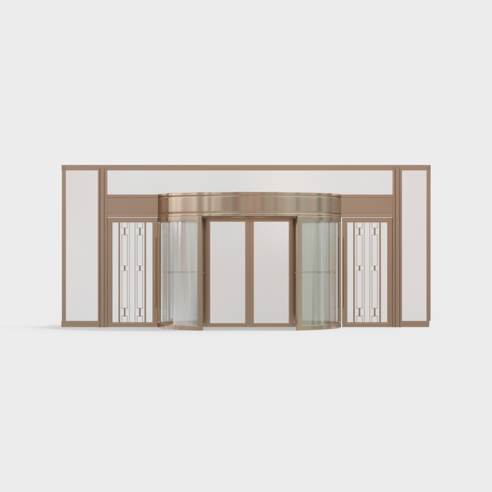 Gold office building automatic revolving doors