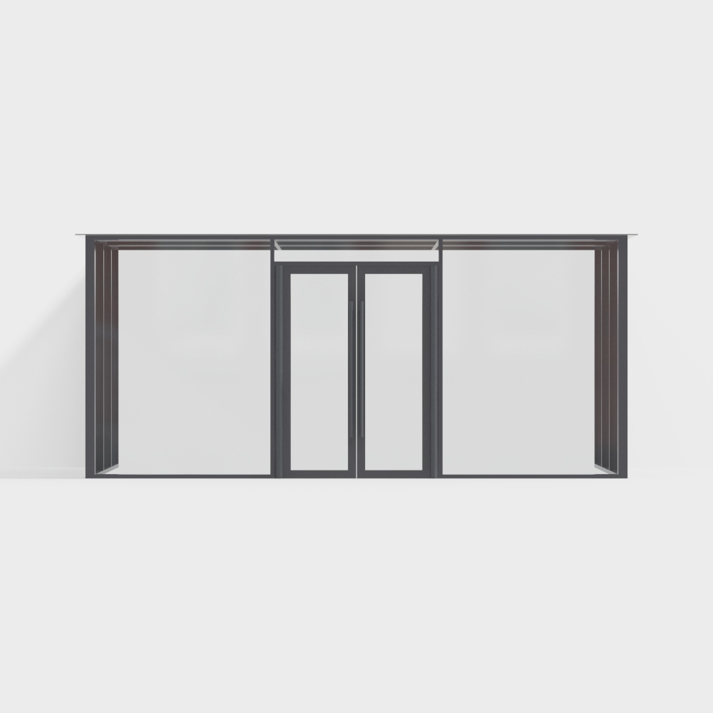 二重扉のある黒いオフィスビル