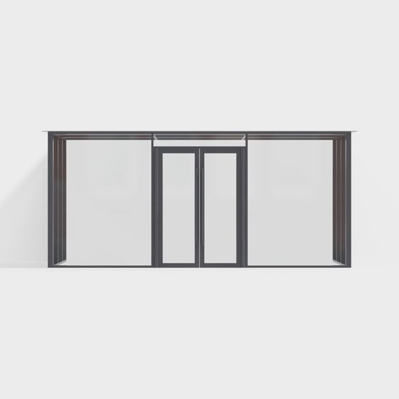 二重扉のある黒いオフィスビル