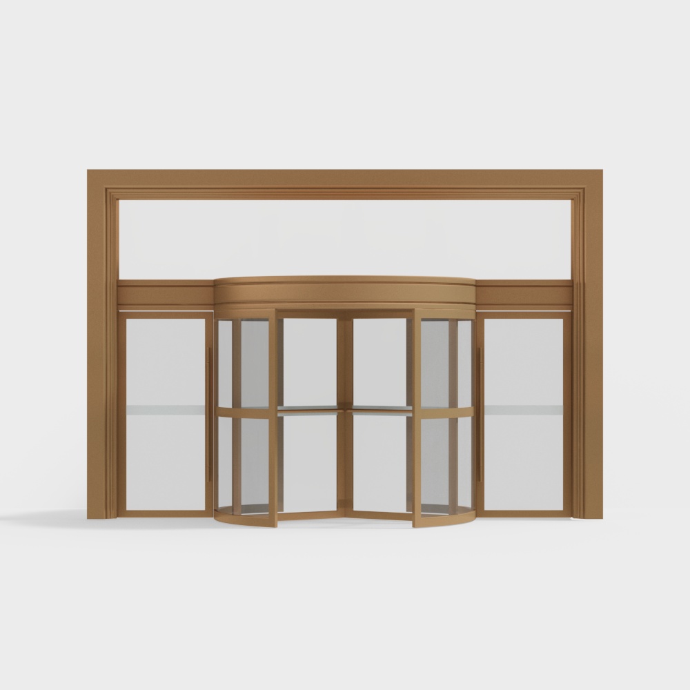 Gold office building automatic revolving door