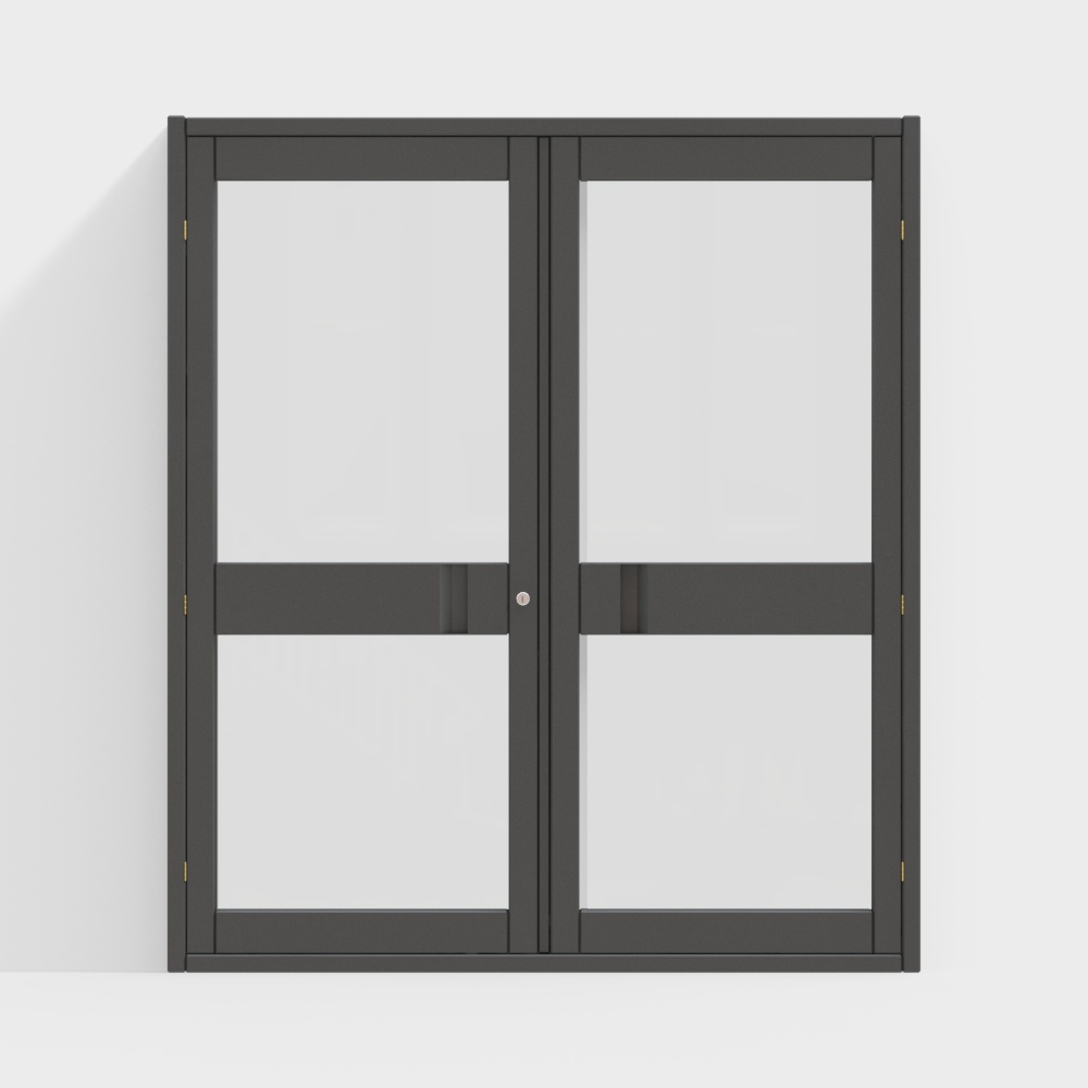 Black office building double doors