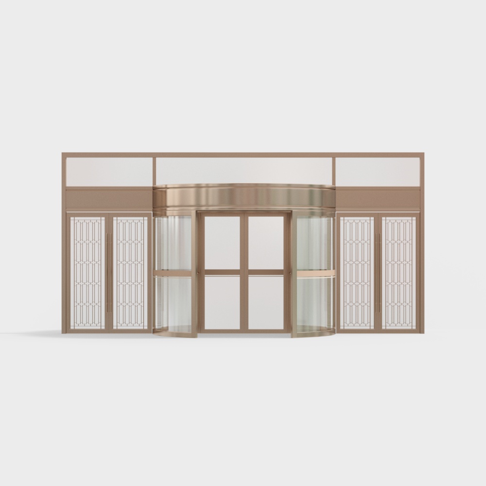 Gold office building automatic revolving door