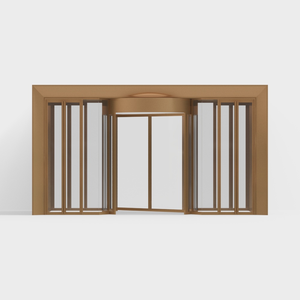 Gold office building automatic revolving doors