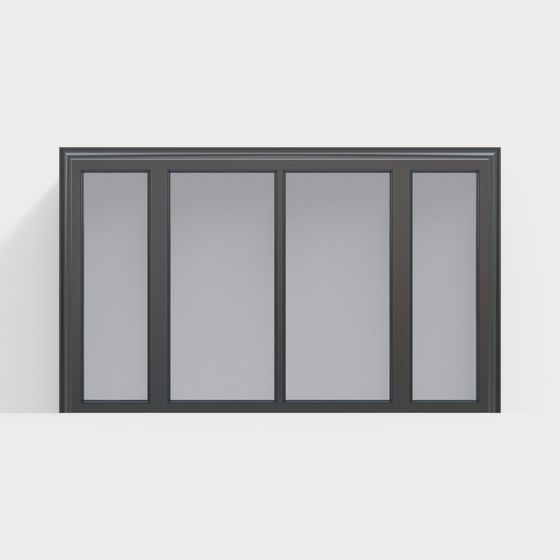 Stylish 4-Panel Sliding Door 3D model