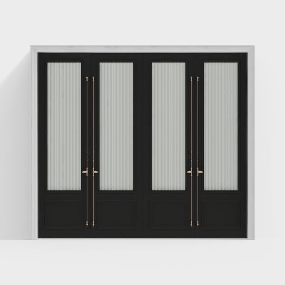 Elegant Glass Panel Door 3D model
