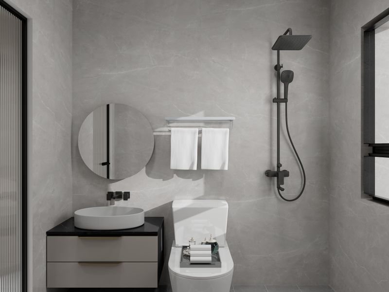 Modern Minimalist Bathroom with Gray Tone