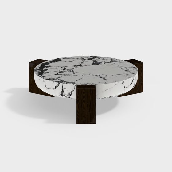 Elegant Low-Poly Marble Round Table 3D model
