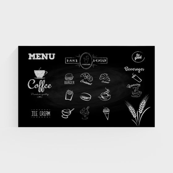 Retro Low-Poly Menu Board 3D model