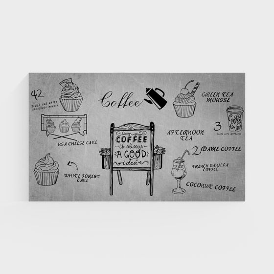 Vintage Modern Cafe 3D Model with Desserts