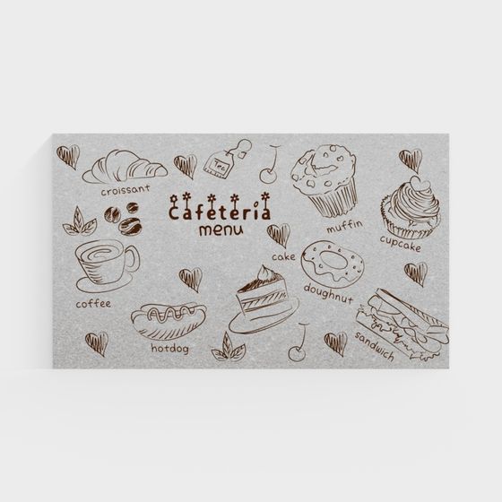 Cafeteria Menu 3D model for Warm Café Atmosphere
