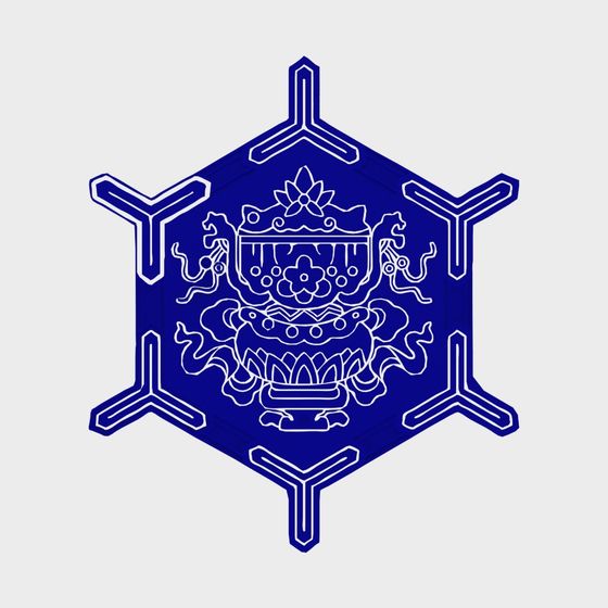 Exquisite Blue and White Porcelain Badge 3D model