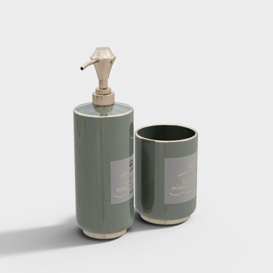 Elegant Bathroom Accessories 3D Model