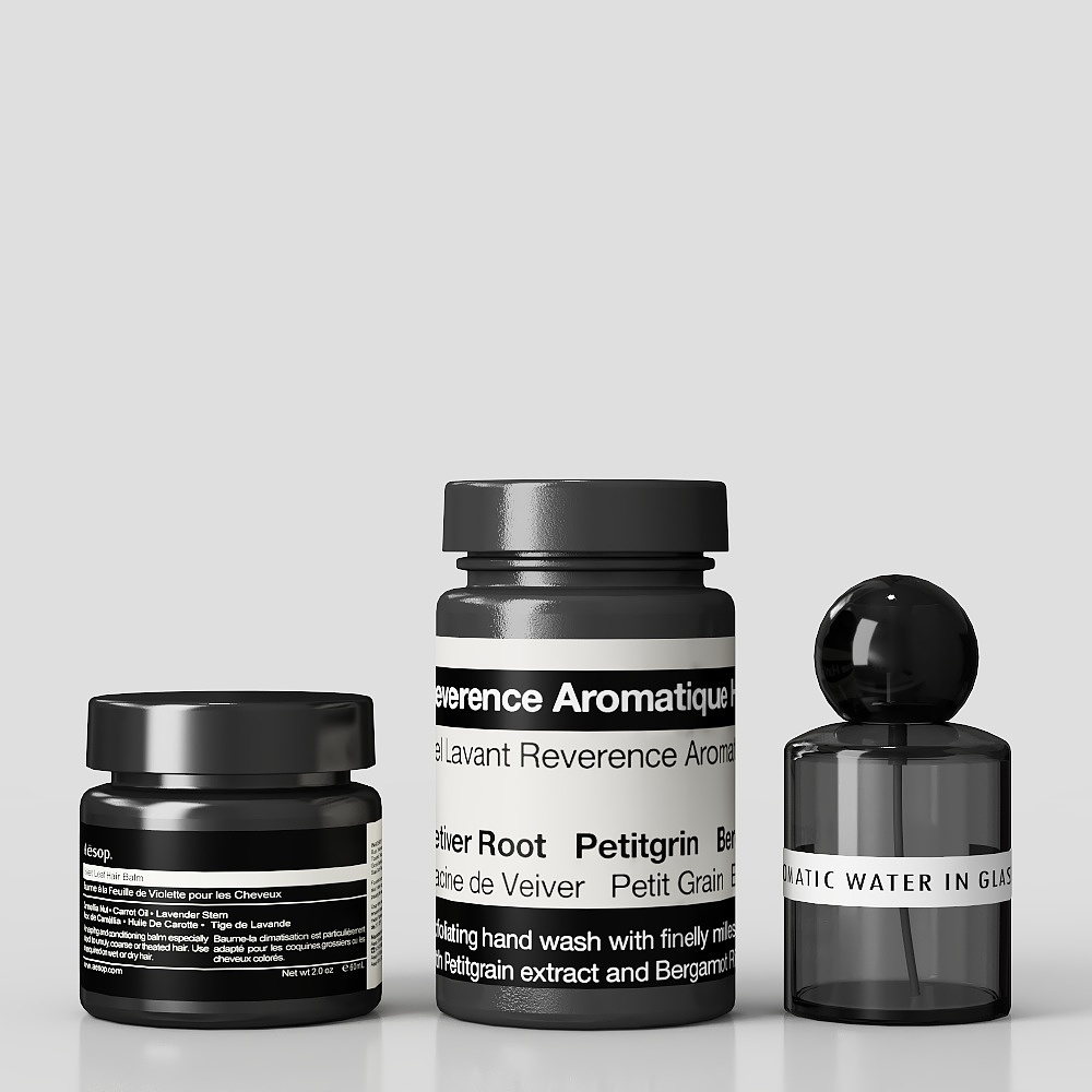 Minimalist Black Glass Bottle Cosmetics 3D model