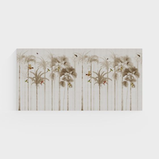 Tropical Palm Tree and Bird 3D Model