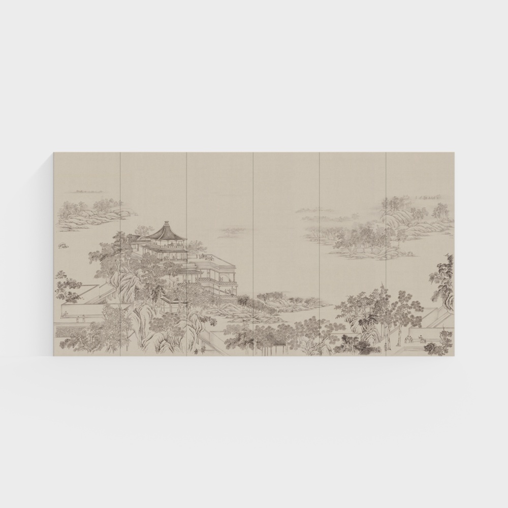 Nolan Mural - Ink and Wash Painting Landscape