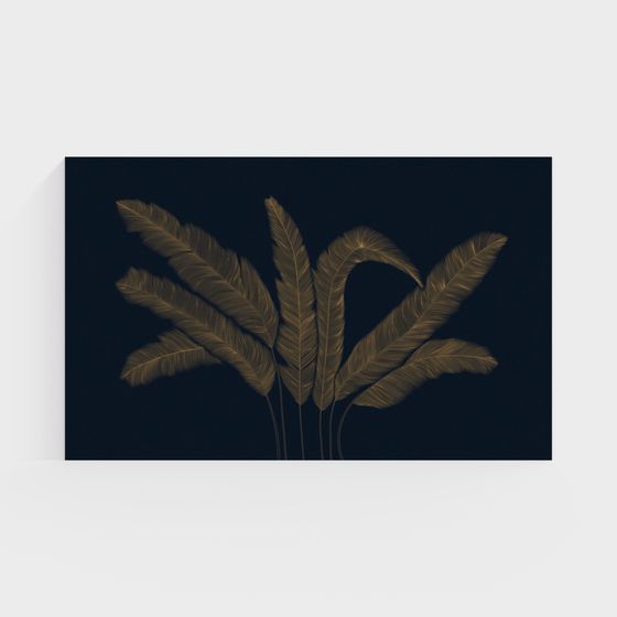 Elegant Golden Palm Leaves 3D model