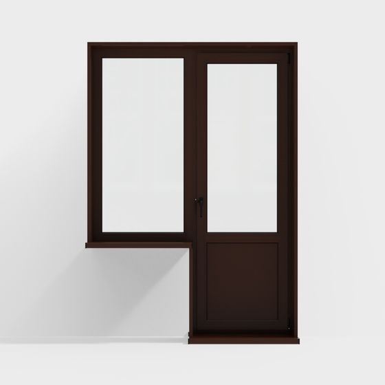 Elegant Double Glass Door 3D model for Modern Interiors