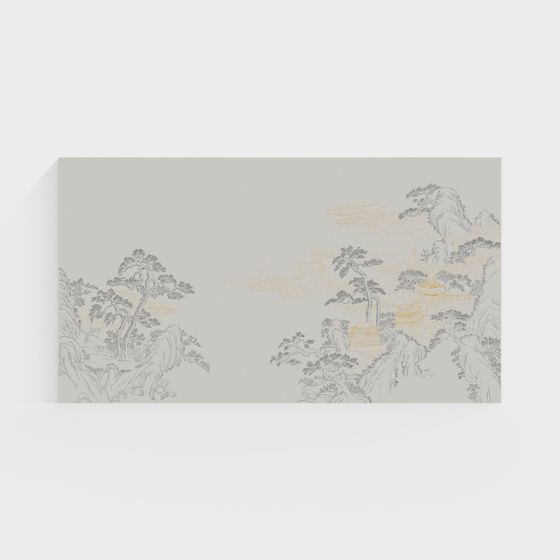 Clouds and Mountains 3D Model - Dreamy Landscape