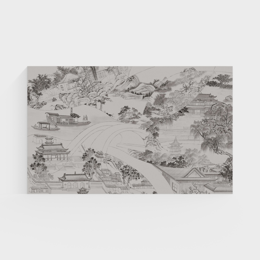 Nolan Mural - Ink and Wash Painting Landscape