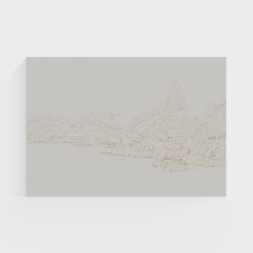 Ink Wash Mountains and Rivers 3D model