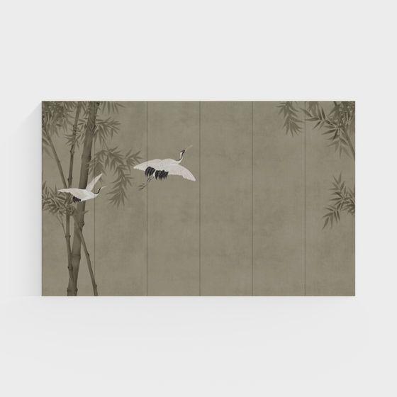 Crane Dancing in Bamboo Grove 3D model for Creative Projects