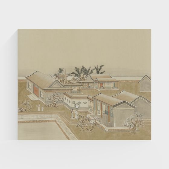 Ancient Courtyard 3D model in Low Poly Style