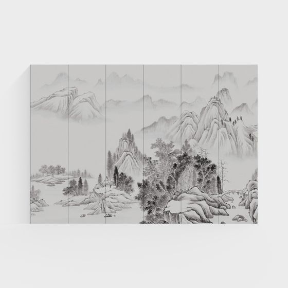 Ink Wash Mountains 3D model for Creative Projects