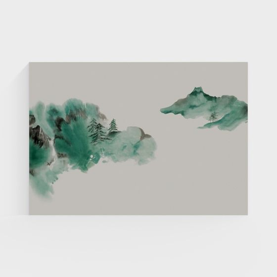 Ink Landscape 3D model in Low Polygon Style