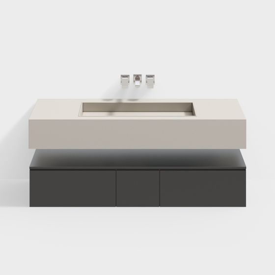 Elegant Low-Poly Bathroom Vanity 3D model