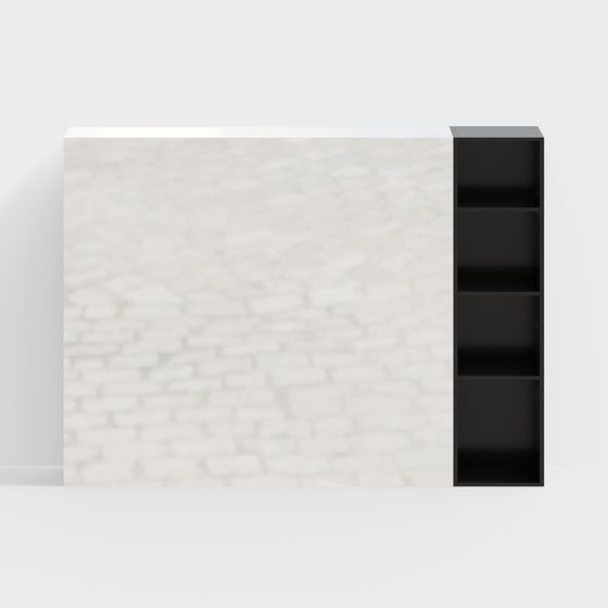 Contemporary Brick Wall Bookshelf 3D model