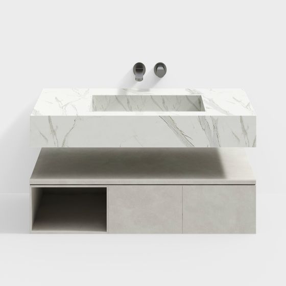 Floating Marble Sink Countertop 3D model