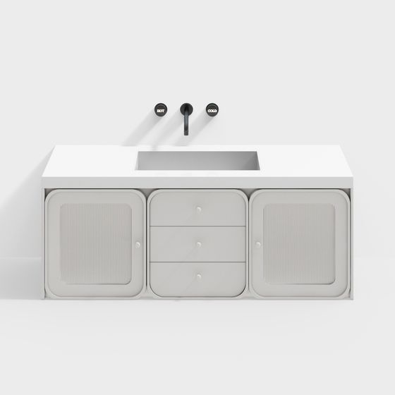 Elegant Minimalist Bathroom Cabinet 3D model