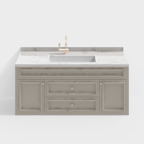 Elegant Low-Polygon Bathroom Cabinet 3D model