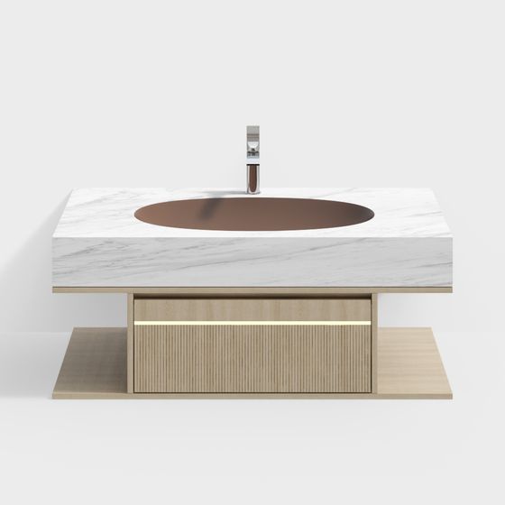 Stylish Low-Poly Bathroom Cabinet 3D model