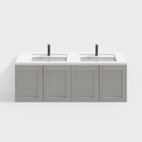Stylish Double Sink Bathroom Vanity 3D model