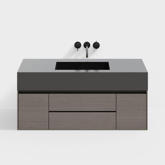 Elegant Low-Poly Bathroom Cabinet 3D model