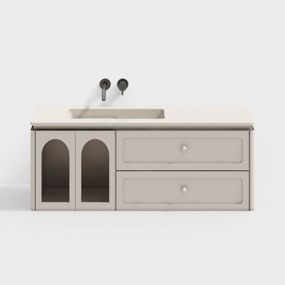 Elegant Low-Poly Bathroom Cabinet 3D model for Modern Spaces