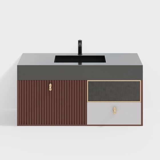 Minimalist Green Oasis Bathroom Cabinet 3D model